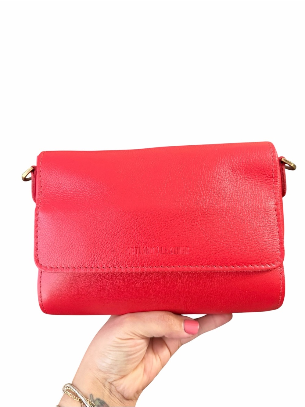 Portland Leather goods Red medium metro crossbody